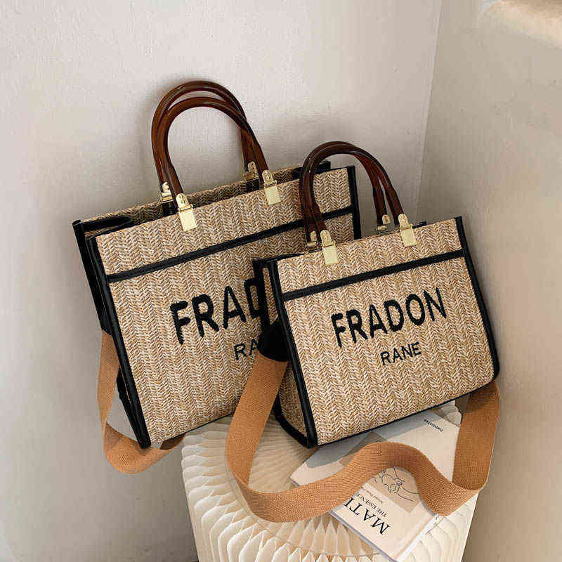 

new straw woven bag popular One Shoulder Tote Bag Messenger year Purses, Khaki