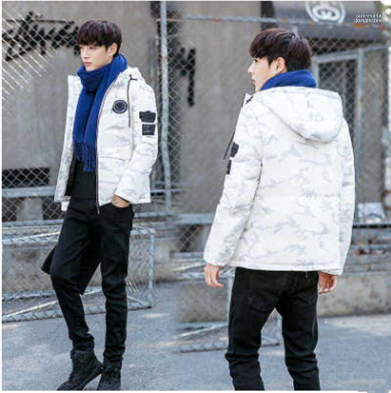 

Camouflage Youth Men Down Jacket Short Winter Trend Korean Thickened Coat Student White Duck Warm1 Kare22, 02