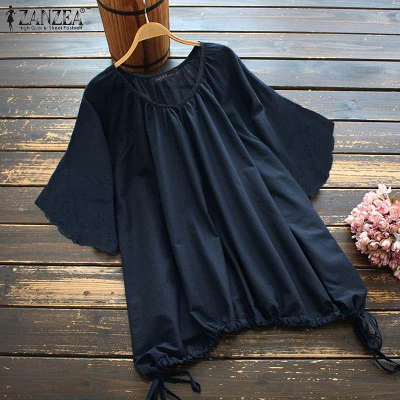 

Women' Blouses & Shirts Plus Size Drawstring 2022 Kaftan Embroidery Tops Casual Blusas Female Summer Tunic Solid Chemise 5XL, Khaki