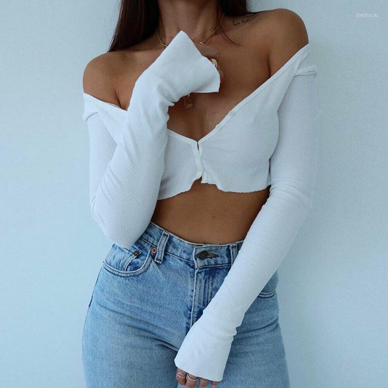 

Women' T-Shirt 2022 Fashion Womens Long Sleeve Cardigan Button Knitted Top Ladies V-neck Cardigans Knit Slim T-Shirts Clothes, Black