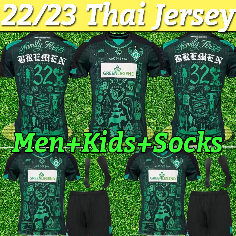 

22 23 Werder Bremen SPECIAL SOCCER JERSEY Marvin Ducksch Leonardo Bittencourt BLACK GREEN 2022 2023 How Deep is Your Love FOOTBALL SHIRTS TOP THAILAND QUALITY, Special version