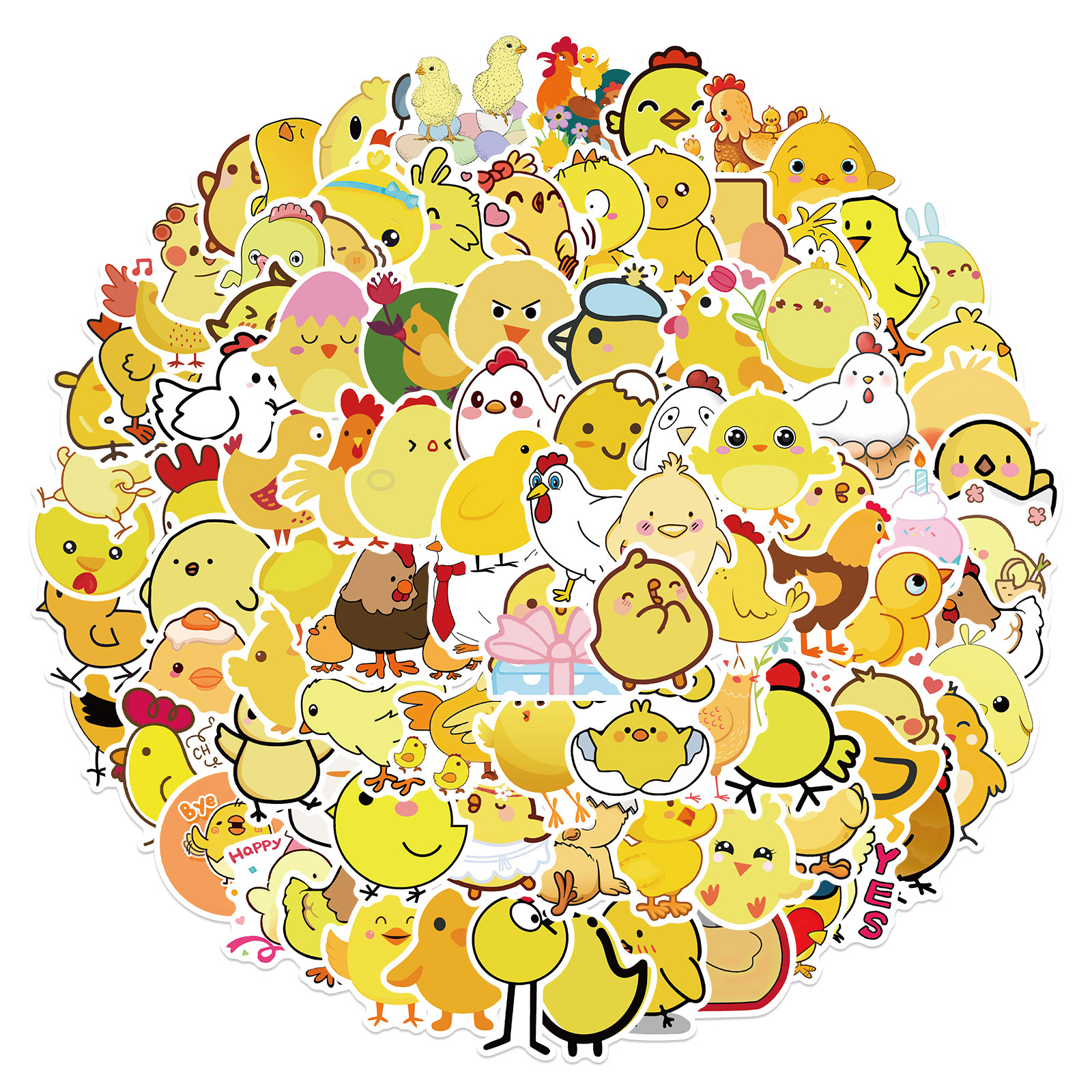 

New Sexy 100PCS Cartoon Cute Yellow Chick Graffiti Stickers DIY Fridge Laptop Guitar Luggage Waterproof Sticker Decal Kids Classic Toys