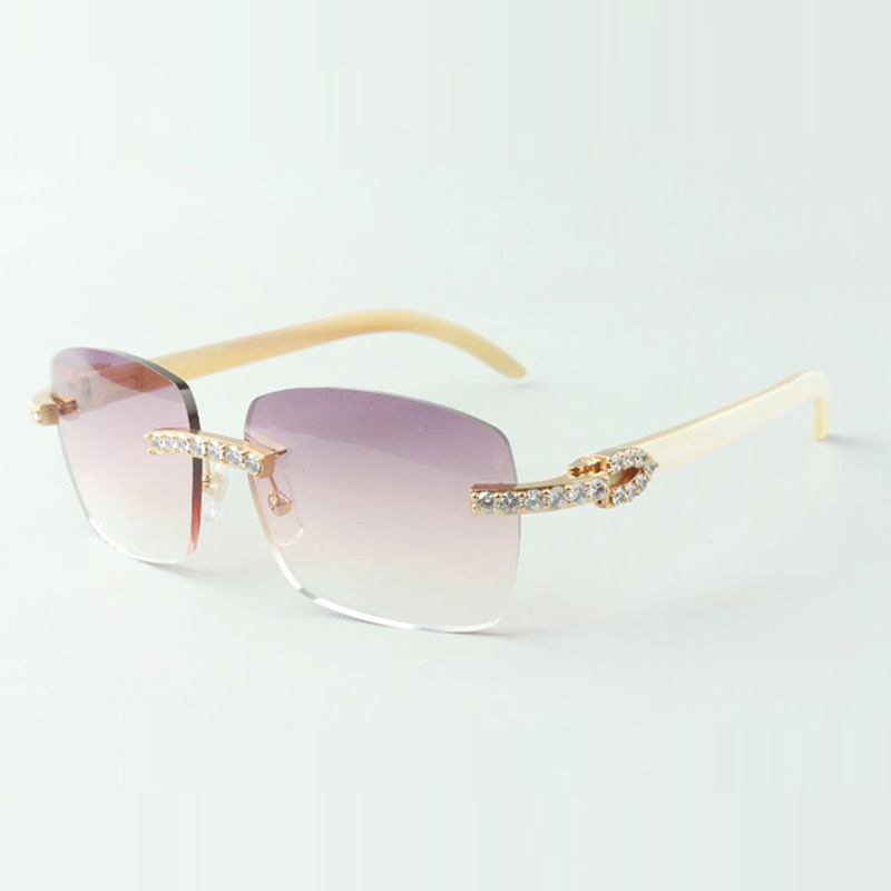 

Exquisite classic XL diamond sunglasses 3524025, natural white buffalo horn temples glasses, size: 18-140 mm