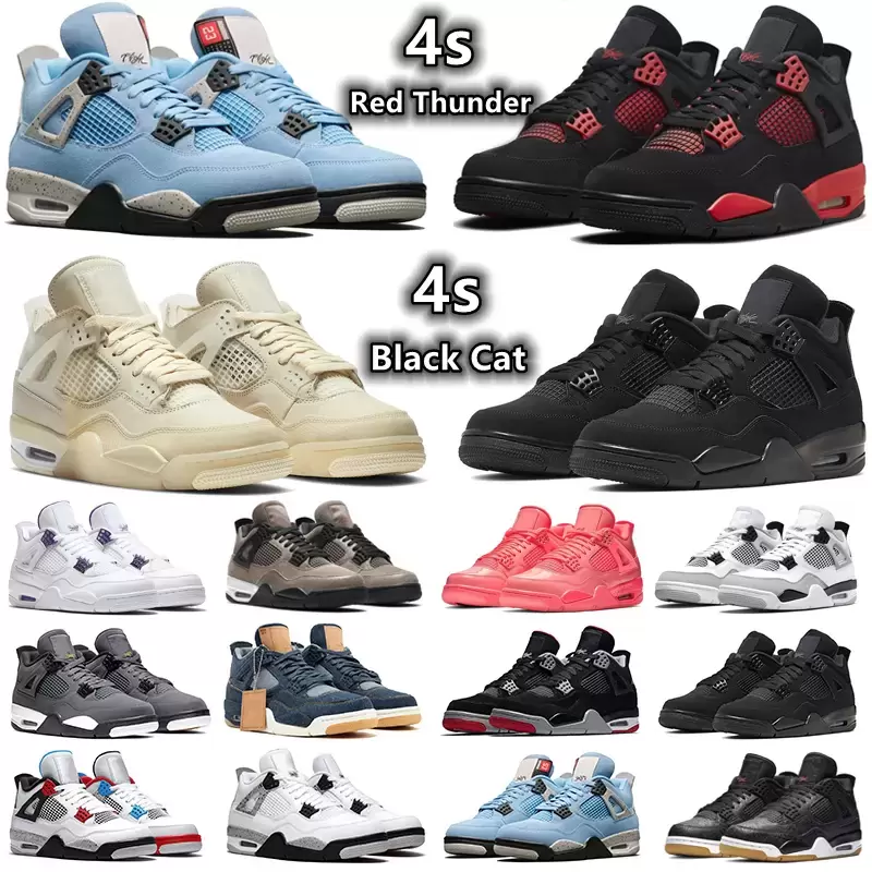 

New 4s 4 Basketball Shoes University blue white oero shimmer Black Cat Lightning union noir Fire red bred Pure Money metallic purple green Sneakers women trainers, #38