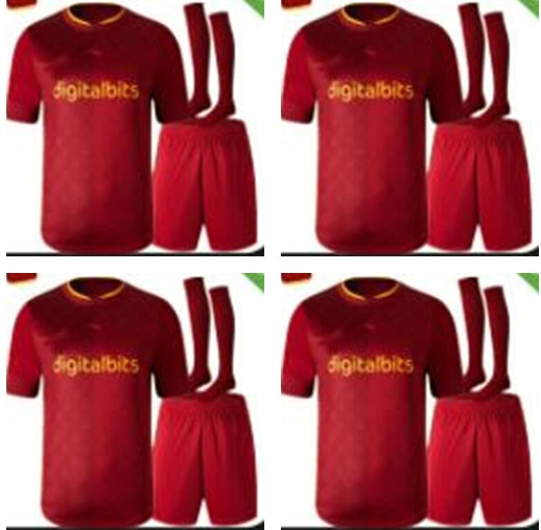 22 23 Jerseys de football à domicile Abraham Zaniolo 2022 2023 Rome Home Red Pellegrini Shomurodov Veretout El Mancini Adult Kids Kit Football