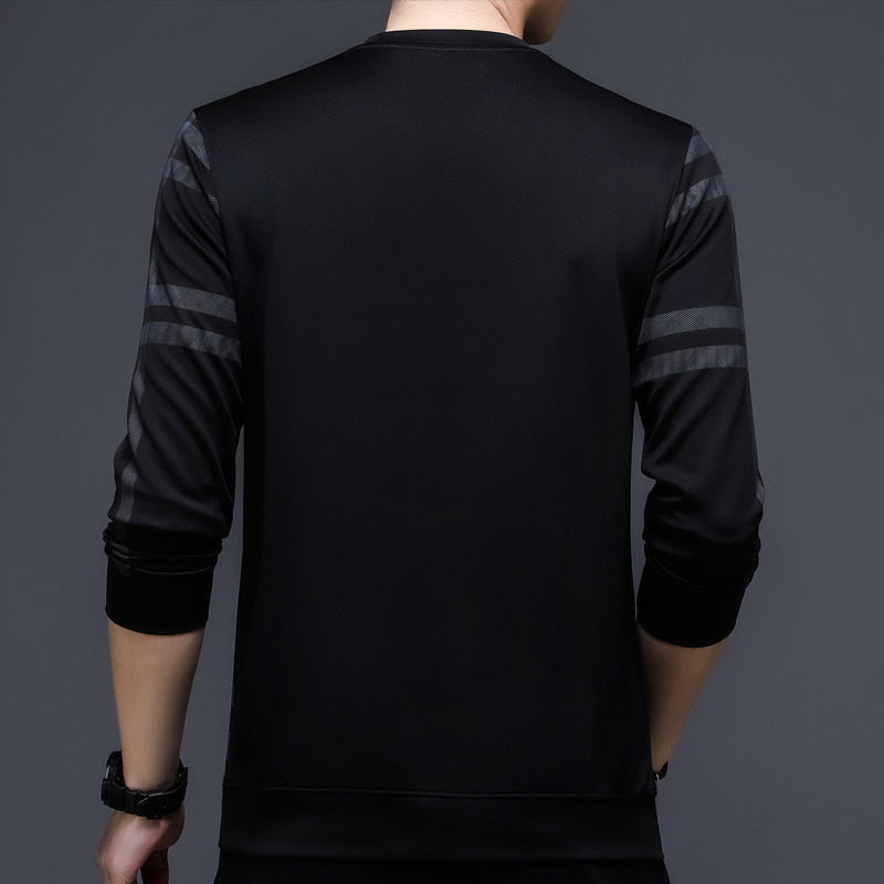 

Fashion Youth Men's Sweatshirt Youth Patterned Business Formal Autumn Oneck Collar Casual Long Sleeve Outside Pullovers L220816, Black