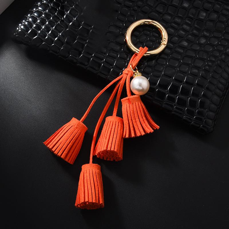 

Keychains Fashion DIY Tassel Accessories Pearl Keychain Car Hanging Leather Key Rings Bag Charms With Chains Pendants Holder GiftKeychains