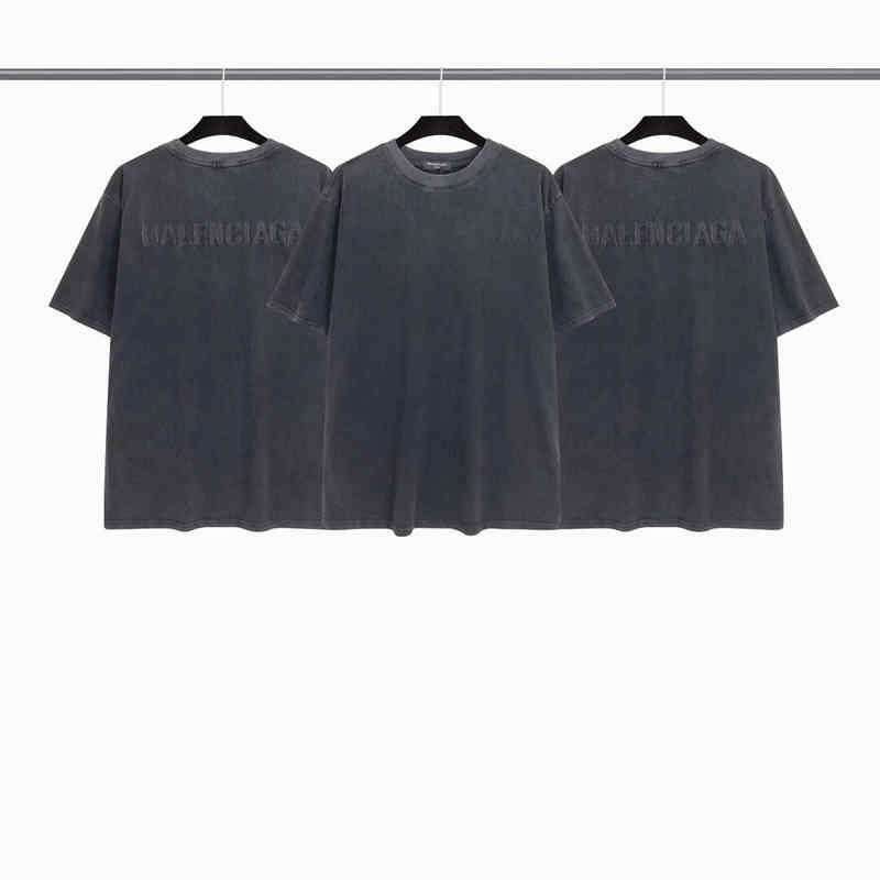

outlet balencaigass t-shirts Paris dark embroidery short sleeve Unisex loose trendy short sleeve, Wash black