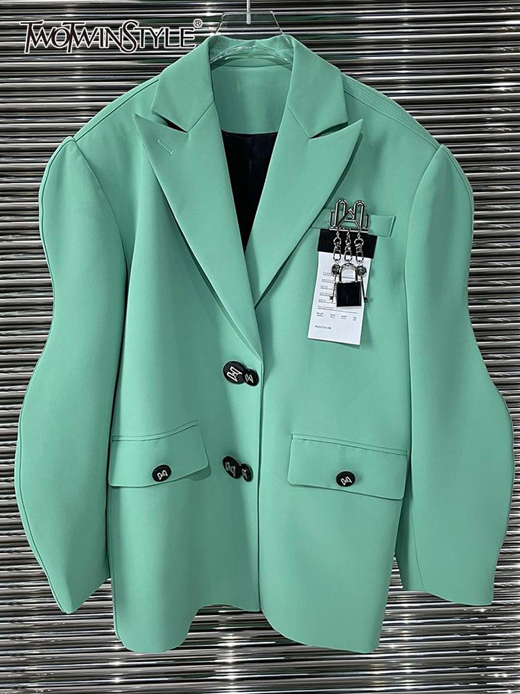 

Women's Suits & Blazers High Street For Women Notched Long Sleeve Single Breasted Coats Female 2022 Spring Fashion Clothing StyleWomen's, Blue