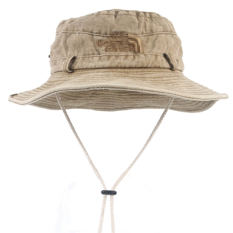 

Outdoor Fishing Cap Man Bucket Hat Letter Print Mens Summer Retro Cotton Sun Panama Jungle s Dad s 220616, Letter khaki