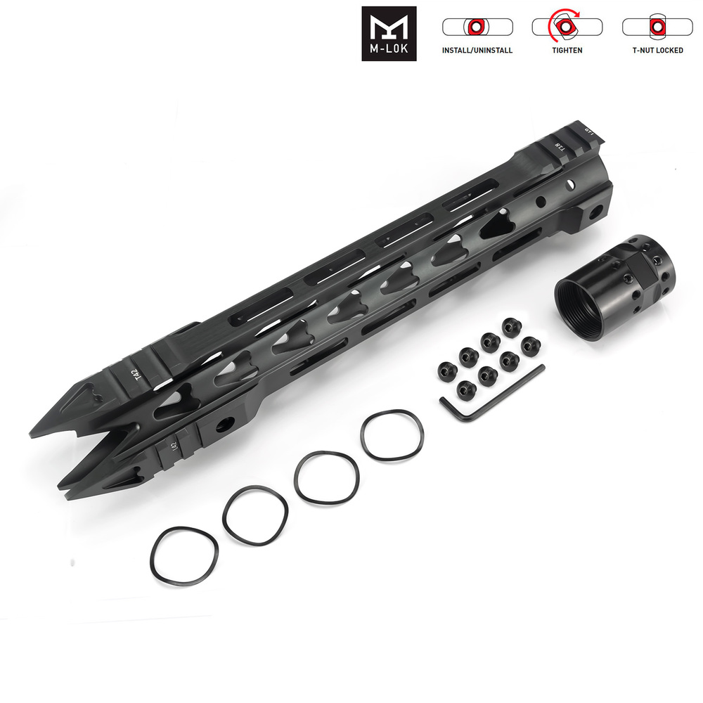

Scopes Alu 12 Inch L Super Slim AR15 Mlok Handguard Fittings Nut Quad Rail Free Float Picatinny Rail Scope Mount, Black