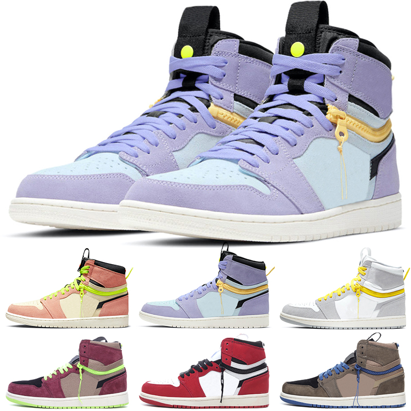 

Jumpman 1 Switch Men Women Basketball Shoes 1s Chicago Neon Purple Pulse Light Smoke Grey Black Brown Wine Red Fashion Mens Trainers Sports, #4 chicago