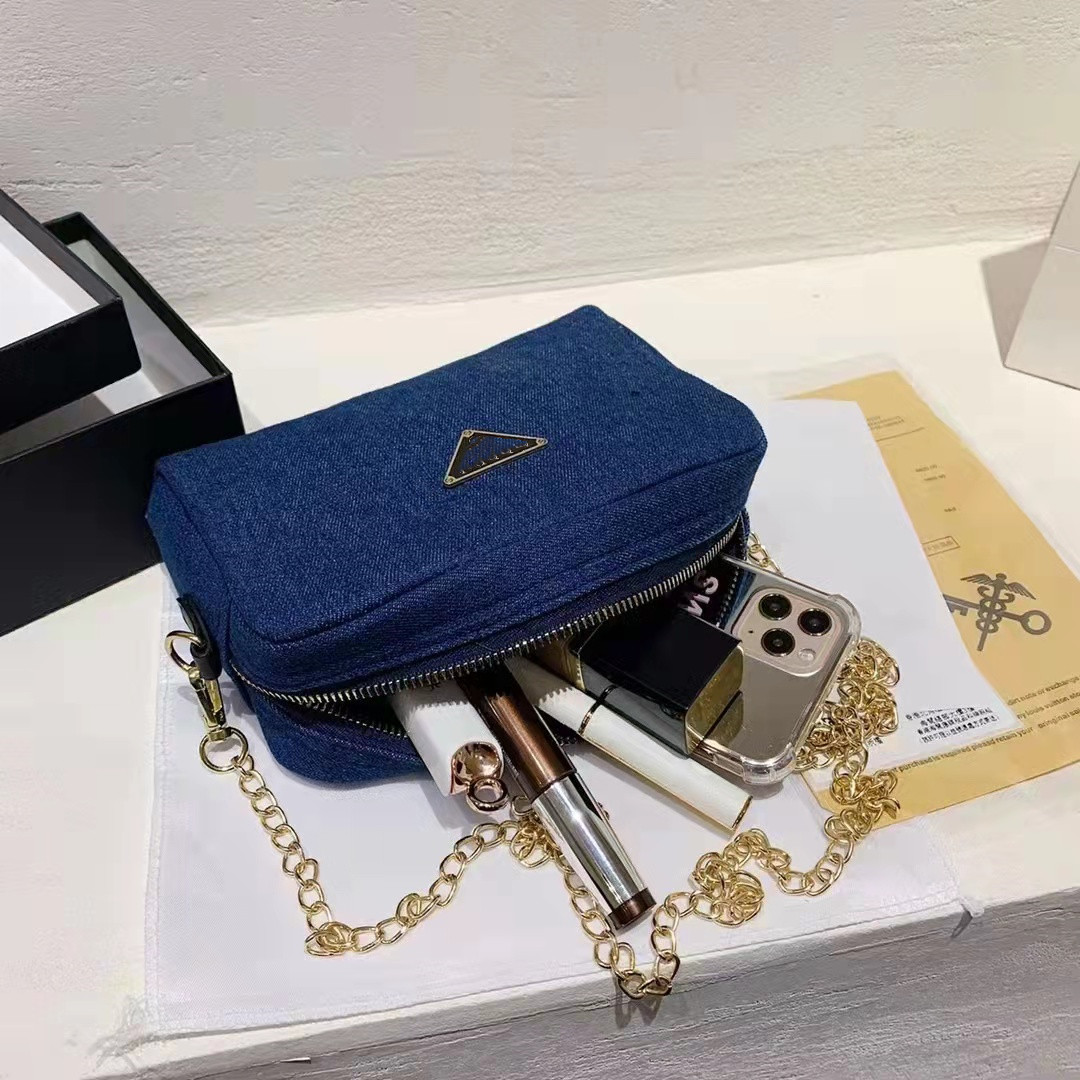 

2021 Woman Bag Handbag Purse Genuine Leather High Quality Women Messenger Cross Body Chain Clutch Shoulder Bags Wallet, Deep blue