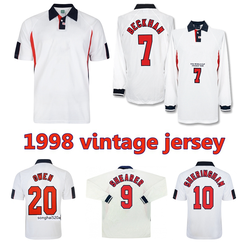 

1998 BECKHAM SHERINGHAM Retro Soccer Jerseys 1998 World Cup vintage classic longsleeve Home SHEARER OWEN SCHOLES Football shirt, Longsleeve world cup 1998 jersey