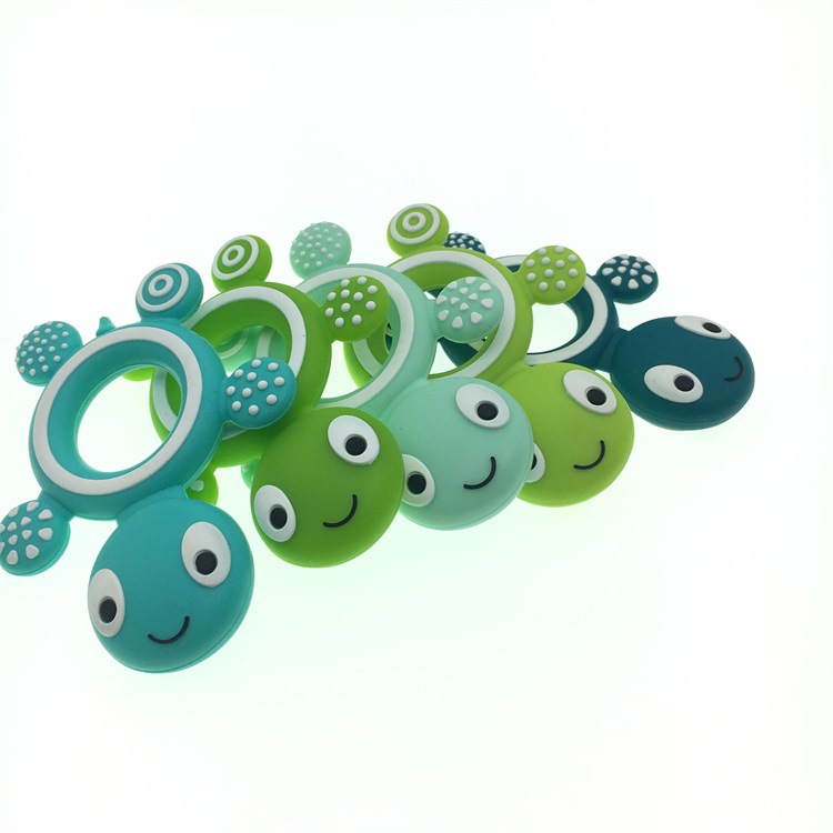 

Wholesale Silicone Teether Safety Tortoise Baby Kids Food Grade Silicone Soother Teether Teething Turtle Chewable Pacifier