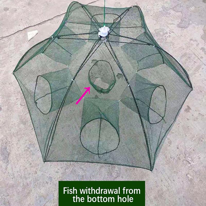 

Fishing Accessories Russian 4/6/8 Hole Nets Automatic Folding Prawn Cages Nylon Crab Crayfish Trapping Cage NetsFishing