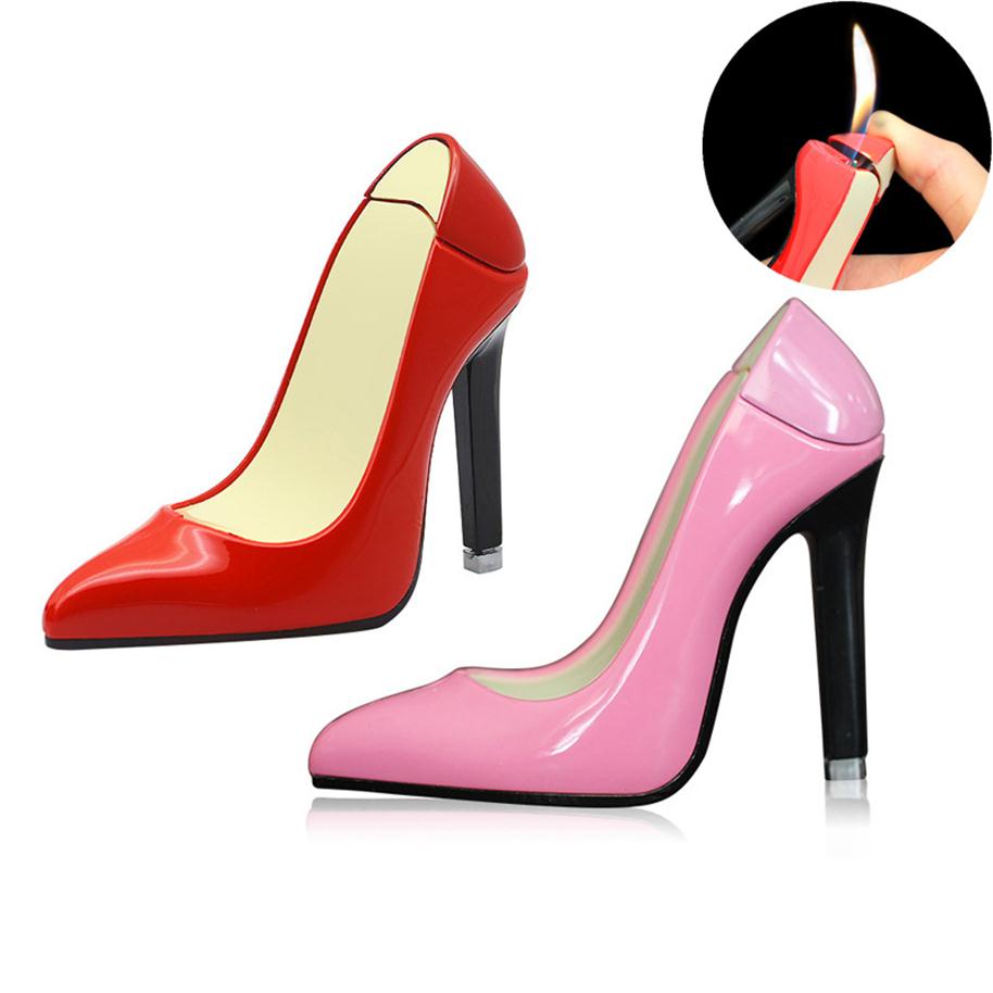 

Cute Lady's High-heeled Shoes Lighter Creative Personality Butane Gas Women Lighters for Cigarette Collection Decoration221E