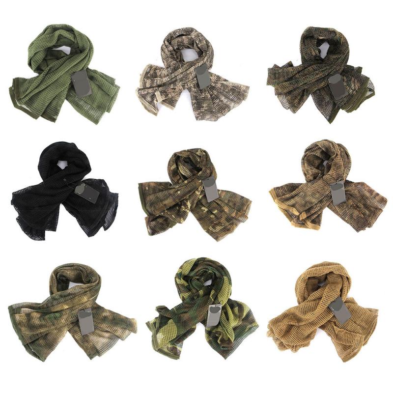 

Military Tactical Scarf Camouflage Mesh Neck Scarf Sniper Face Scarf Veil Shemagh Head Wrap Outdoor Camping Hunting bandana