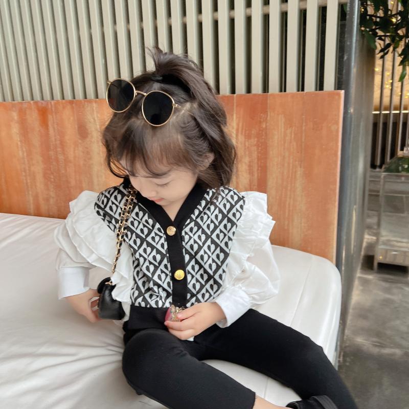 

T-shirts Retail 2022 Baby Girls Spring Love Pattern Blouse Princess Kids Sweet Long Sleeve Top 2-7-shirts T-shirtsT-shirts, As pic
