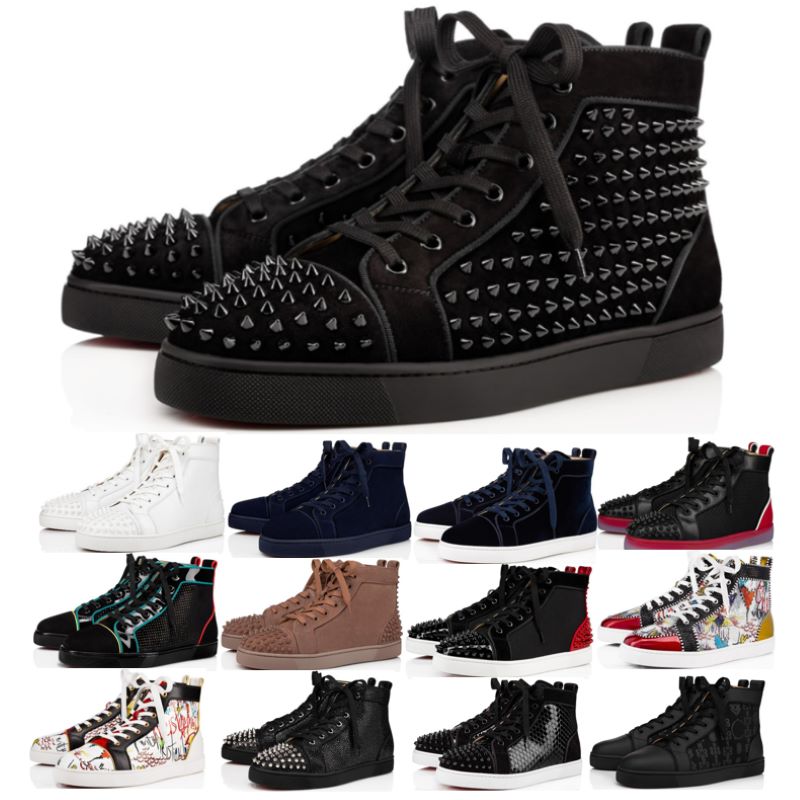 

New Men Women Red Bottomed Designer Shoes Sneakers Studded Rivets Casual Shoes Rivet Studs Flat Shoe Stylist Brand Suede Patent Leather Trainers With box 35-48, 28