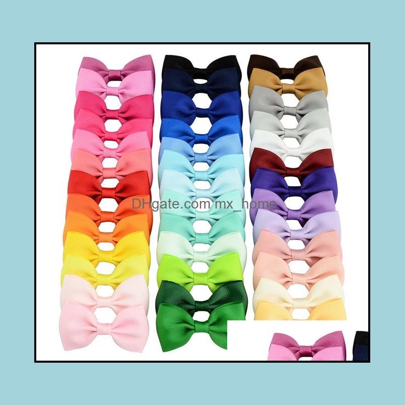 

40 Color 2.75 Inch Colorf Barrettes With Baby Girls Ribbon Bows Boutique Hair Bow Clip Accessories Hairpin 643 Drop Delivery 2021 Baby Kids, Please leave message to choose colors