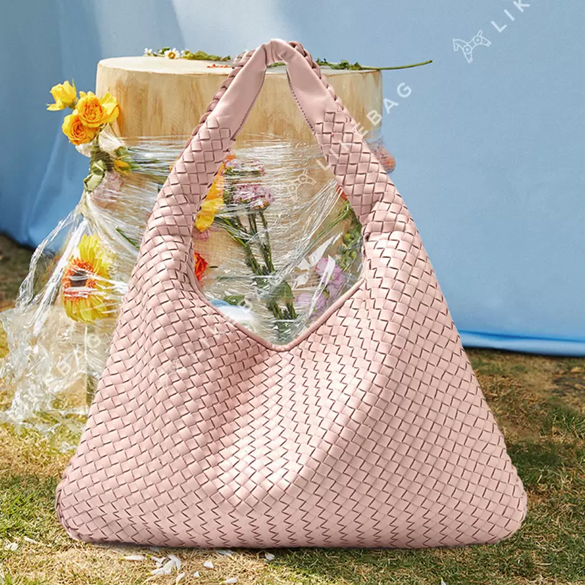 

HBP Ladies Woven Solid Color Large Capacity Hand bags ShoulderBag Simple Casual Soft Leather Shopping Bag 1111, Pink