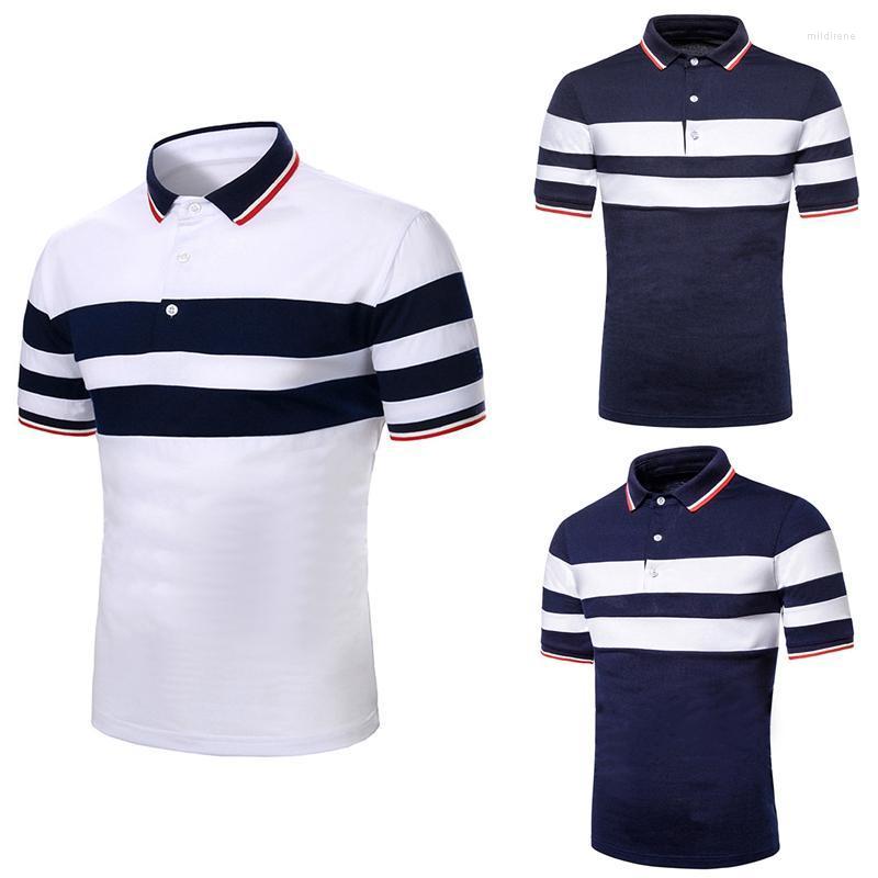 

Men's Polos Men's Short-Sleeved T-Shirt Fashion Two-Color Stitching Big Body Design Casual ShirtMen's Men'sMen's Mild22, White