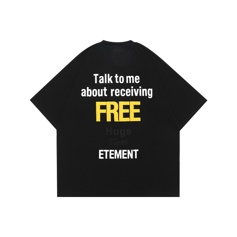 

2022 Europe Uk England Free Print Embroidery Tee High Street T shirt Spring Summer Men women Skateboard fashion Streetwear Tshirt, Black tee