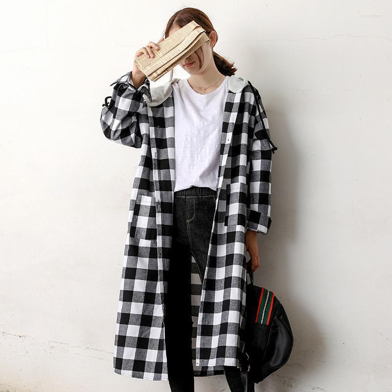 

Women's Blouses & Shirts Autumn Arrival 2022 Long Sleeve Casual Loose Womens Hooded Shirt Plus Size Warm Thick Korean Blouse Plaid WomenWome, Black