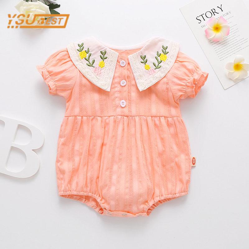 

Jumpsuits Born Baby Girl Short Sleeve Flower Printing Rompers Summer Toddler Jumpsuit Infant Girls Children Outfit RompersJumpsuits, H8930 pink