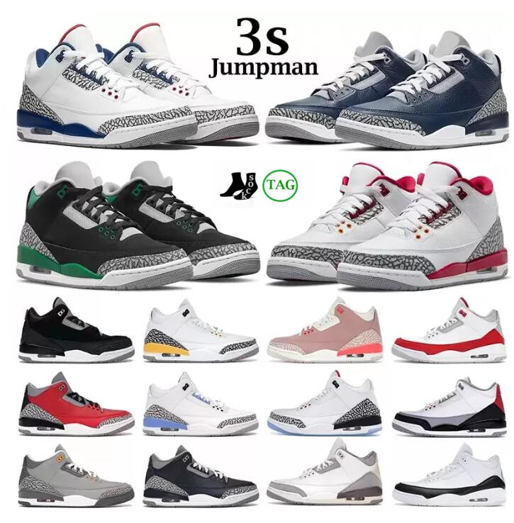 

NEW men basketball shoes 3s jumpman 3 Cardinal Red Pine Green Racer Blue Cool Grey Hall of Fame Court Purple Laser Orange black cement mens trainers sports sneakers, Please contact us