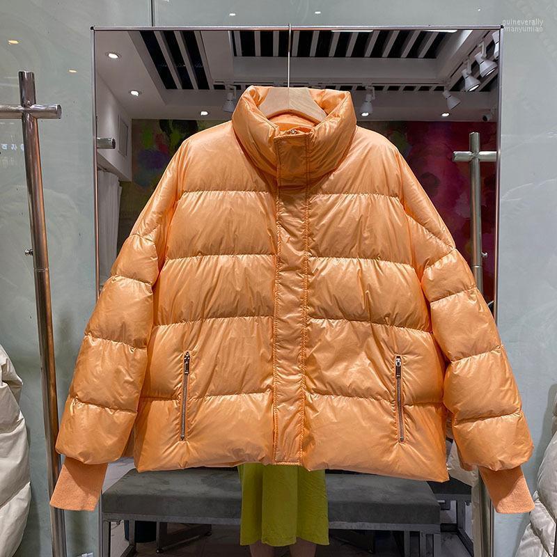 

Women's Down & Parkas Winter 2022 Stand Collar Orange Short Lightweight Puffer Jacket Korean Long-sleeve Black Blue Warm White Duck Guin22, Pink