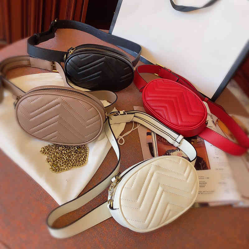 

High Quality Black Pu Leather Belt Bag Woman Men Fanny Packs Classic Chain Women Waist Bags Luxury Designer Chest Bag with Box 4 Colors bumbag, White