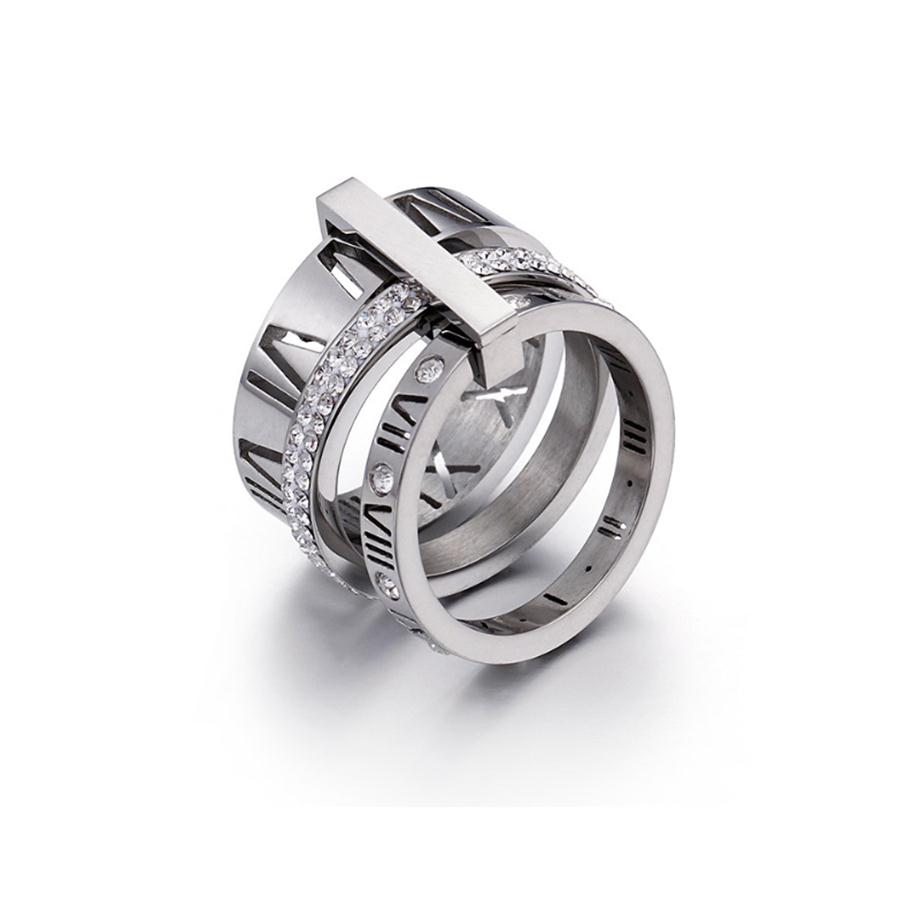 

Luxurious Designer for Woman Ring Zirconia Engagement Titanium Steel Love Wedding Rings Silver Rose Gold Fashion jewelry Gifts Wom345E
