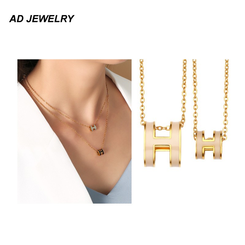 Classic Design H Pendentif Collier de haute qualité Bijoux en acier inoxydable plaqué or pour femme cadeau