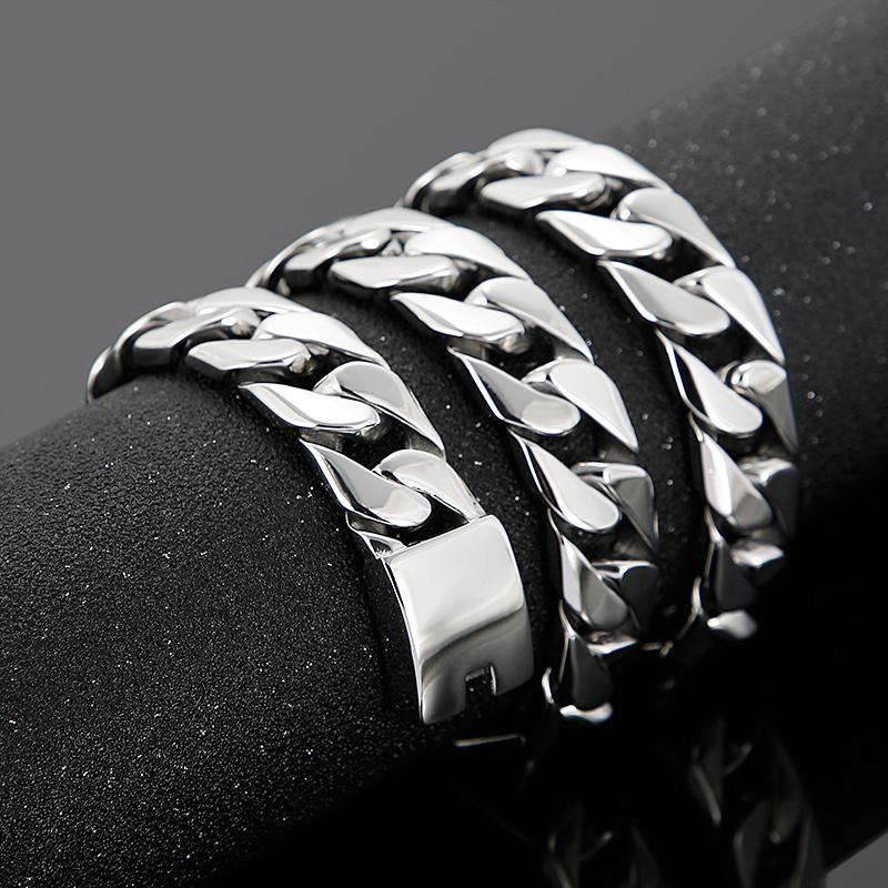 

Chains 17mm Polished Cuban Chain Necklace Men 316 Stainless Steel Silver Gold Bright Colors Jewelry Heavy Link NecklaceChains