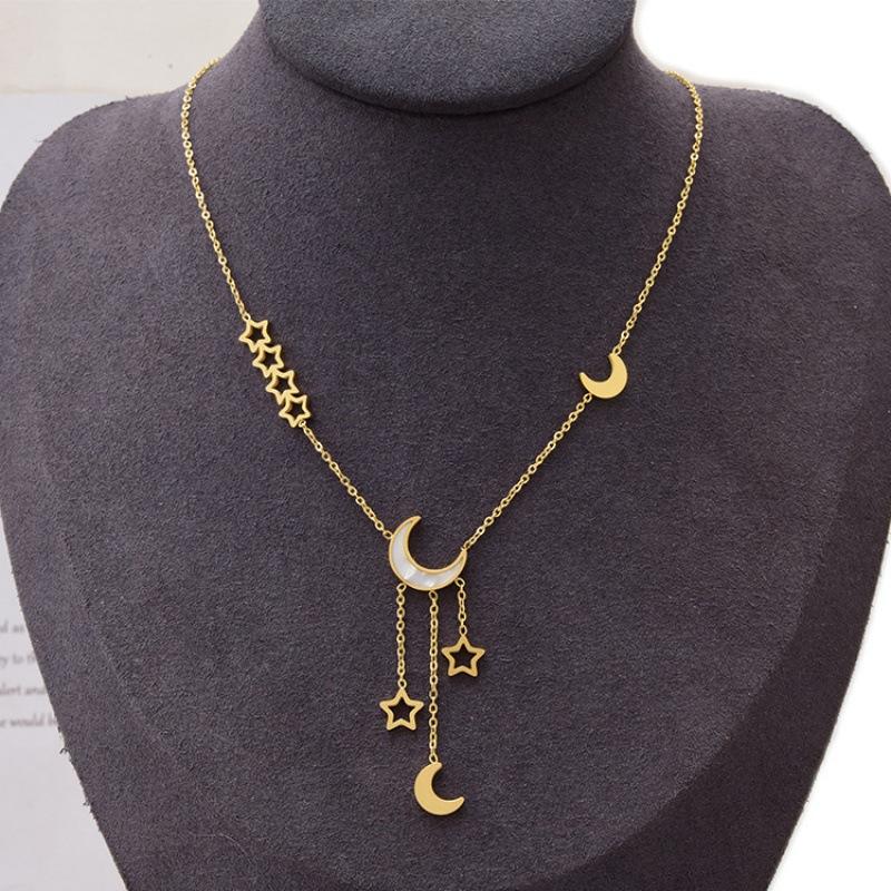 

Chains Korean Version Of The Star And Moon Necklace Fashion Jumper Chain Titanium Steel Collarbone