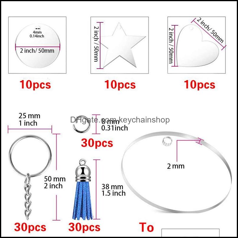 

Keychains Fashion Accessories Acrylic Blanks Tassels Set Clear Circle Heart Hexagon With Jump Rings For Vinyl Crafting Diy J Dhbtf