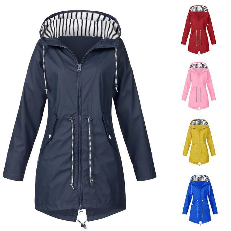 

Women's Trench Coats Camping Hiking Clothes Women Solid Rain Jacket Outdoor Plus Size Waterproof Hooded Raincoat Windproof Coat Ropa Senderi, Red