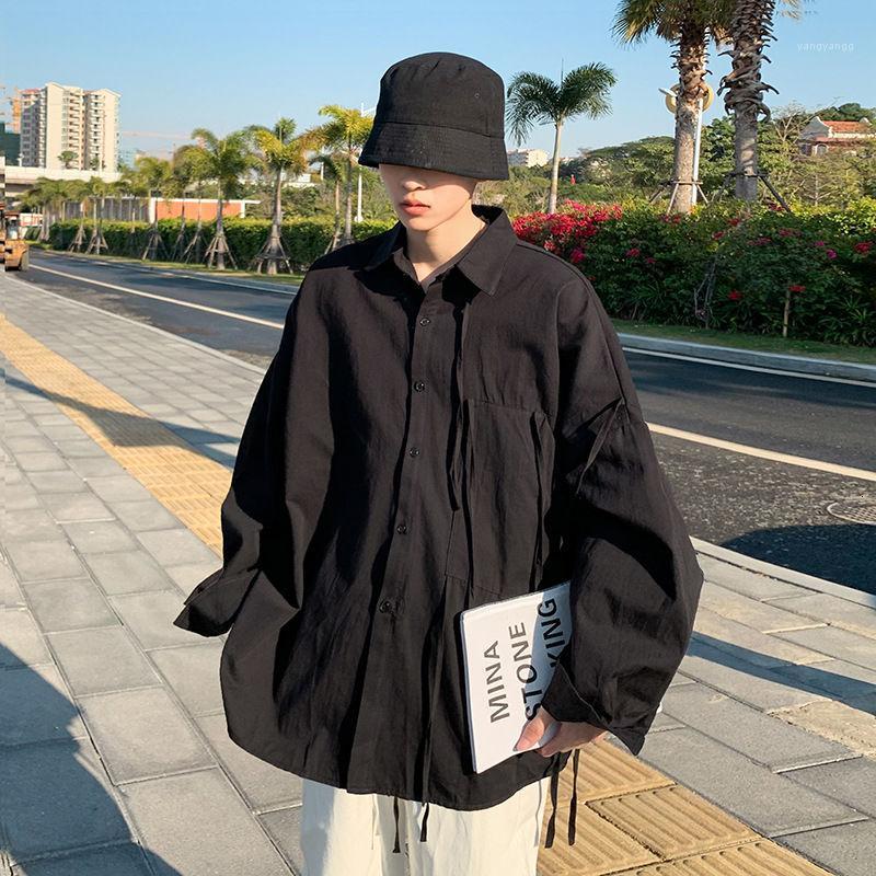 

Men's Long-sleeved Shirts 2022 Spring Autumn Solid Color Classic Fashion Shirt Loose Casual Young Clothing Men, Black