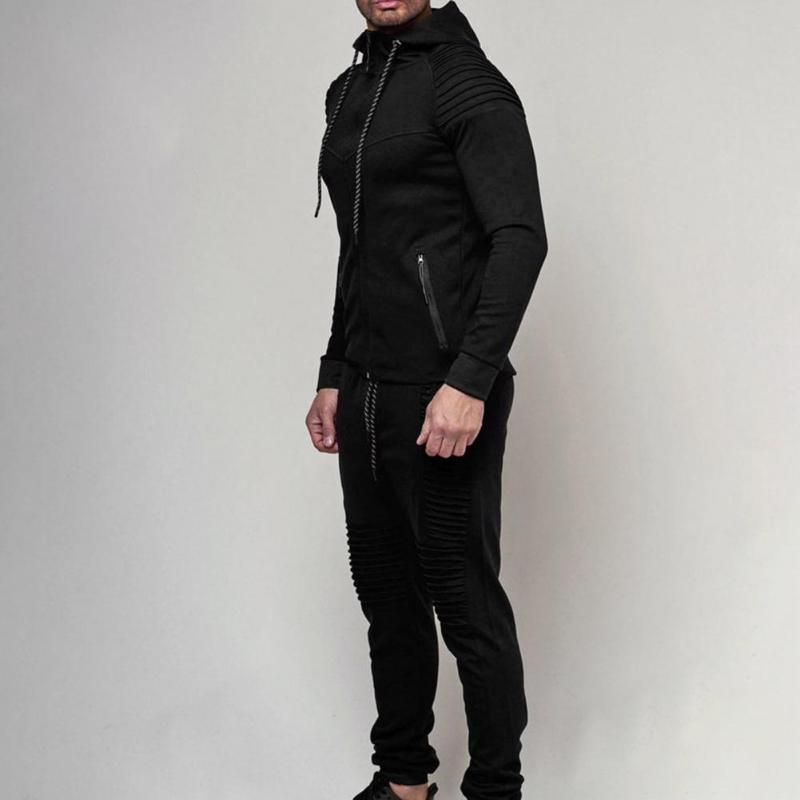 

Men's Tracksuits 2 Pcs/Set Men Tracksuit Elastic Hem Hoodie Suit Casual, Gray