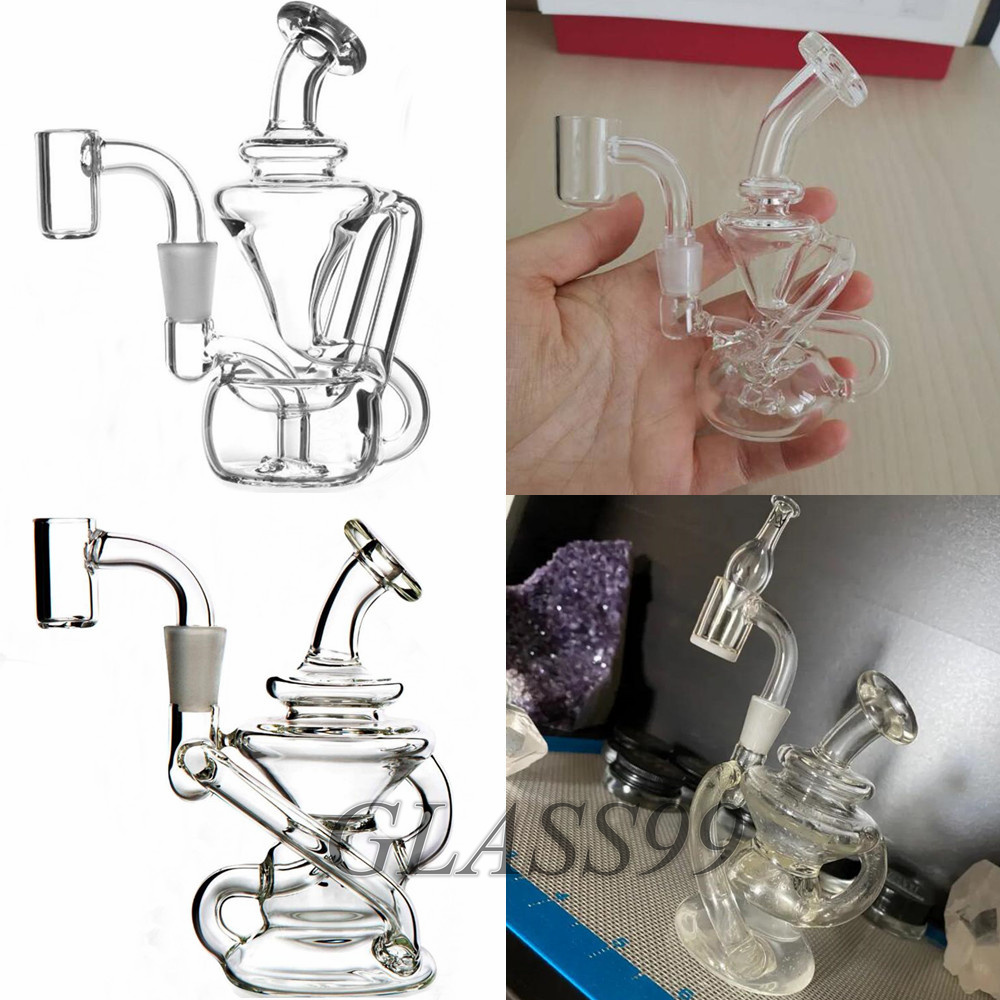 

Mini Glass Hookah Bongs Recycler Dab Rig Bubbler Portable Thick Water Pipes Small Oil Burner Pipe Smoking Shisha Ash Catcher with 10mm Joint