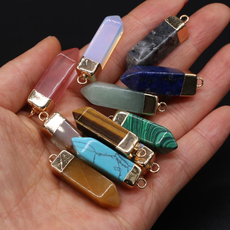 

Pendant Necklaces 1pcs Natural Stone Agates Crystal Quartz Charm Citrines Tiger Eye DIY For Necklace Earring Jewelry Making Size 34x10mmPend