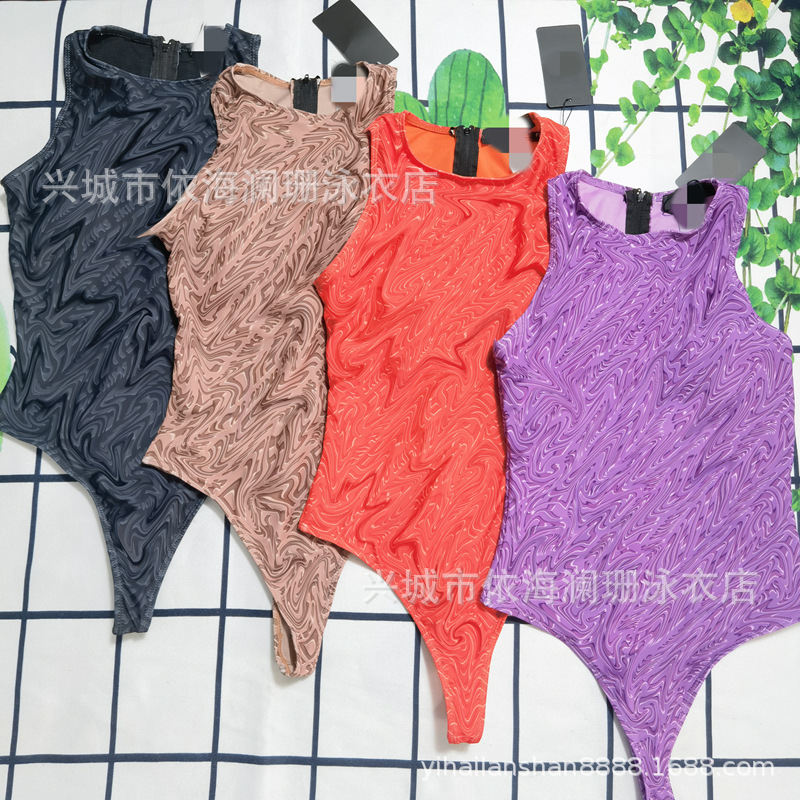 

Letters Printed Womens Swimwear One Piece Back Zipper Design Swimsuits Sexy Padded Bikini Swimsuit Bodysuit Spa Pool Party Bathing Suit, Orange with label