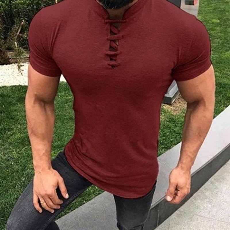 

Men's Casual Shirts Simple Clothes Close-fitting Men Top For Home Summer, Red