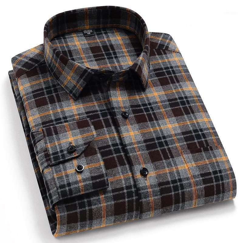 

Men' Casual Shirts Pure Cotton Classical Plaid Warm Full Sleeve Brushed Fabric Soft Comfortable Regular Fit Male, M568-17