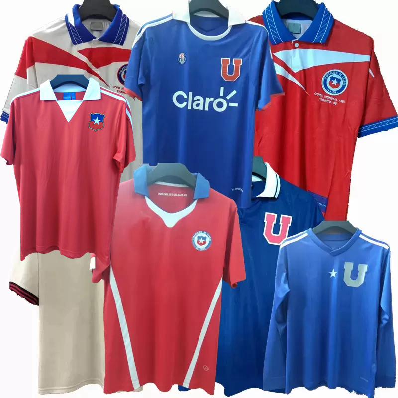 

Retro classic 1982 1998 2011 2014 UNIVERSIDAD DE Soccer Jerseys Chile VIDAL Medel Valdivia ALEXIS González Barrera Mafla Gald Rodriguez ZAMORANO football shirts, 1982 home