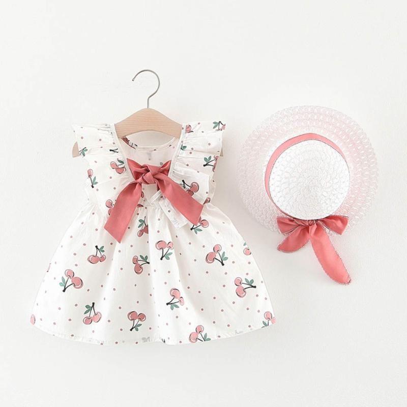 

Girl's Dresses Menoea Kids Girls 2022 Summer Baby Print Cherry Princess Dress Bow Polka Dot Tutu Cute Little Girl ClothesGirl's, Am2080-red