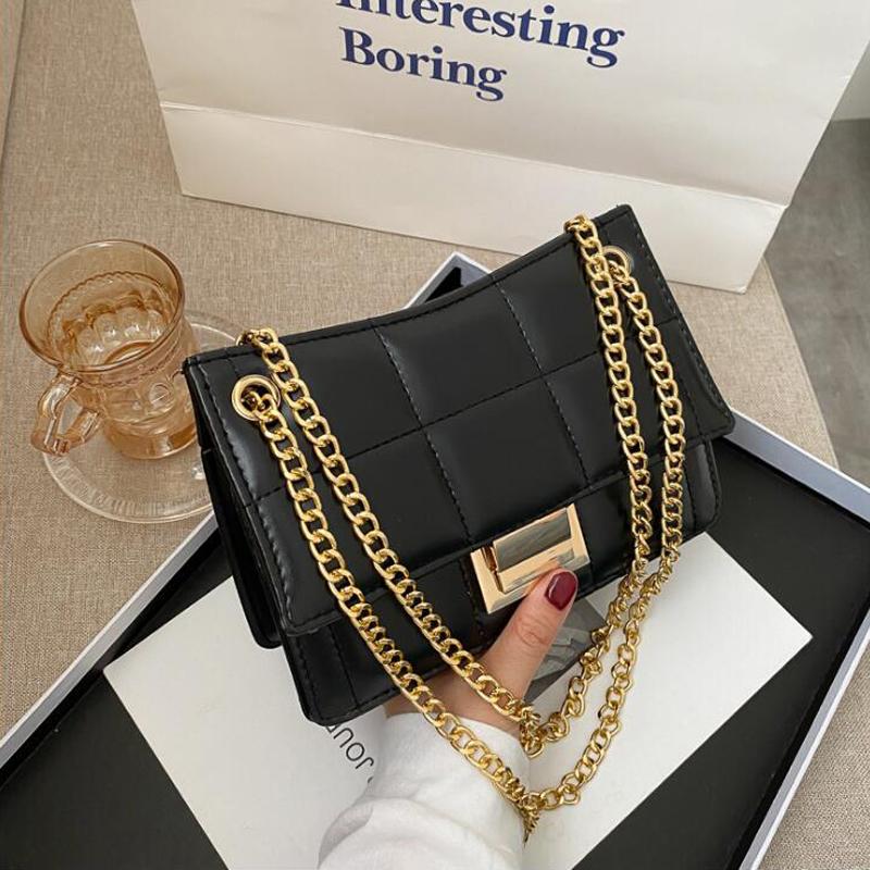 

Evening Bags Designer Chain Strap Shoulder For Women 2022 Winter Fashion Crossbody PU Leather Lady Purses And Handbags, Black