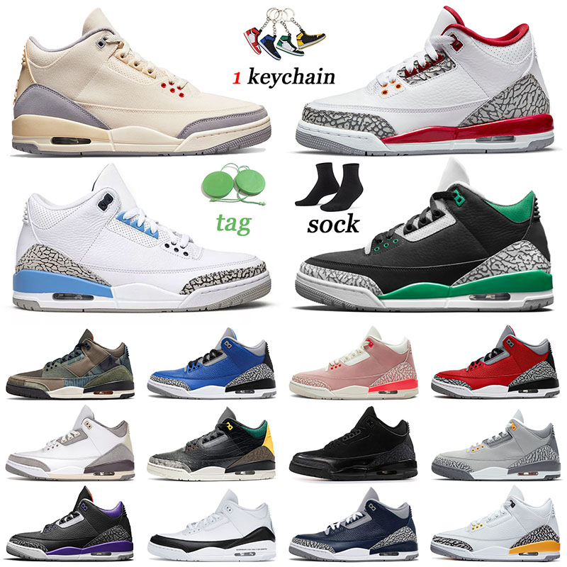 

Newest Jumpman 3 3s Original OG Basketballs Shoes Designer Women Muslin Cardinal Red Pine Green Fragment Georgetown Cool Grey Black Cat Men Trainers Sports Sneakers, 40-47 pure white